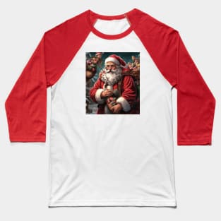 Nostalgic Santa Claus Carrying Holiday Gifts On Christmas Eve Baseball T-Shirt